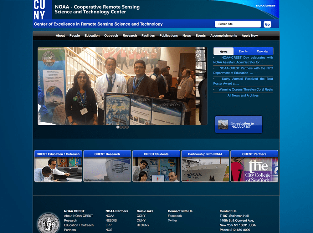 NOAA-CREST's old website before redesign.